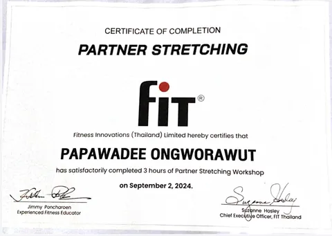 Partner Stretching certificate, FIT Thailand